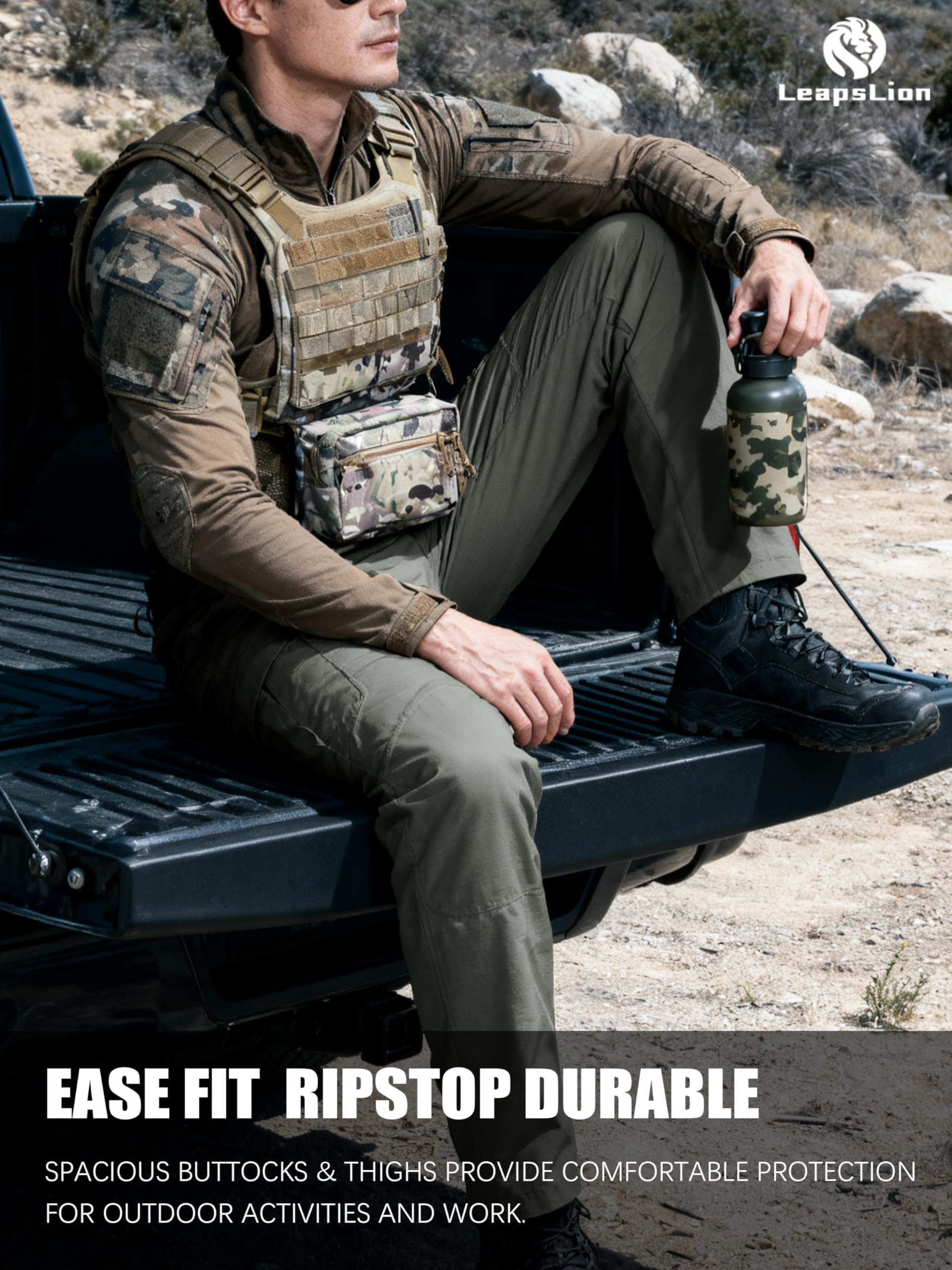 LeapsLion army-green pants suit outdoor use and daily work.