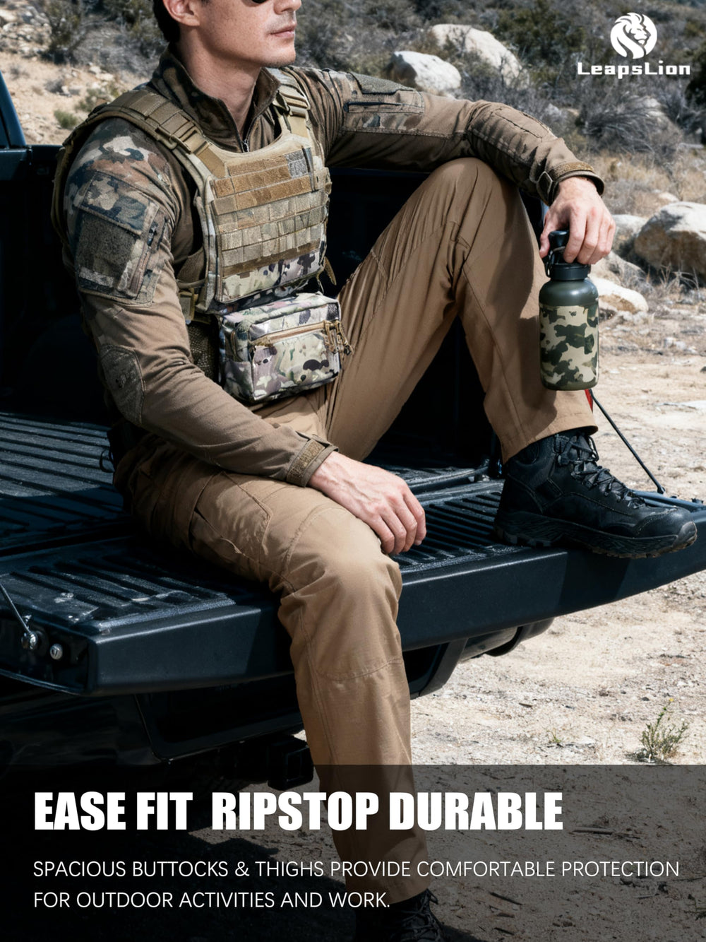 LeapsLion Men's Tactical Pants versatile design for hiking and work.