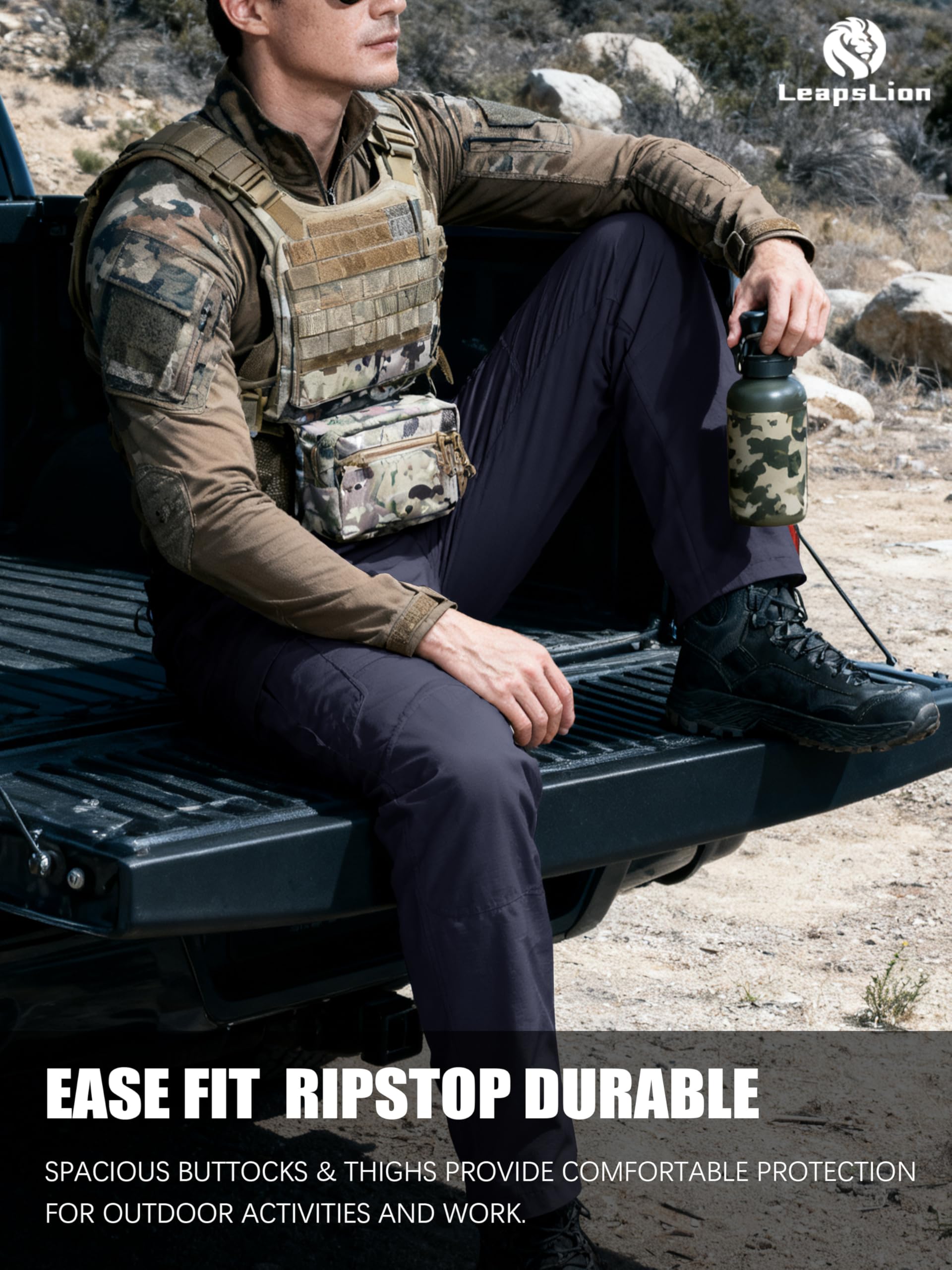 LeapsLion navy cargo pants suitable for daily wear and rugged jobs.
