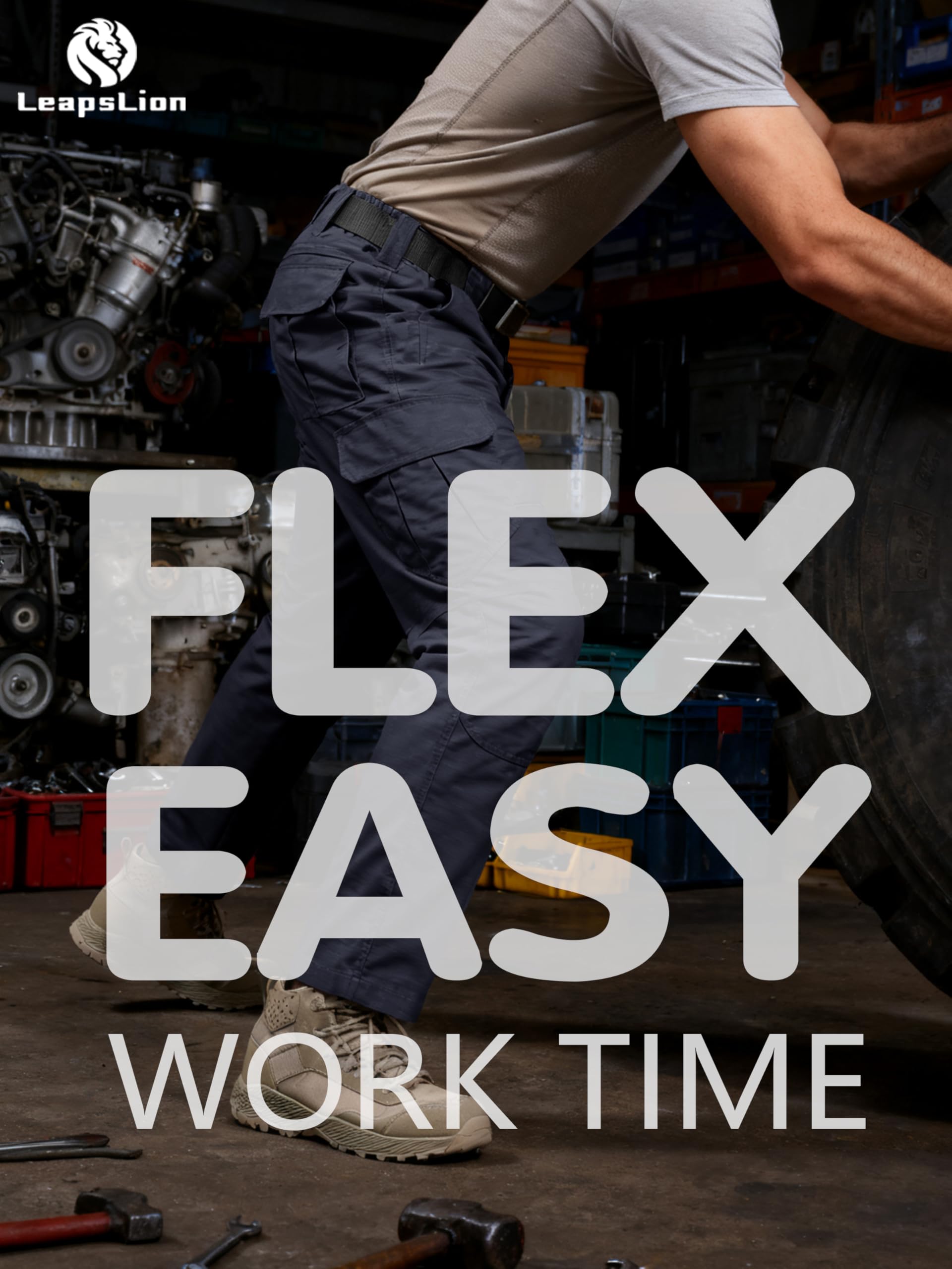 LeapsLion work-construction pants with reinforced stitching for long-lasting durability.