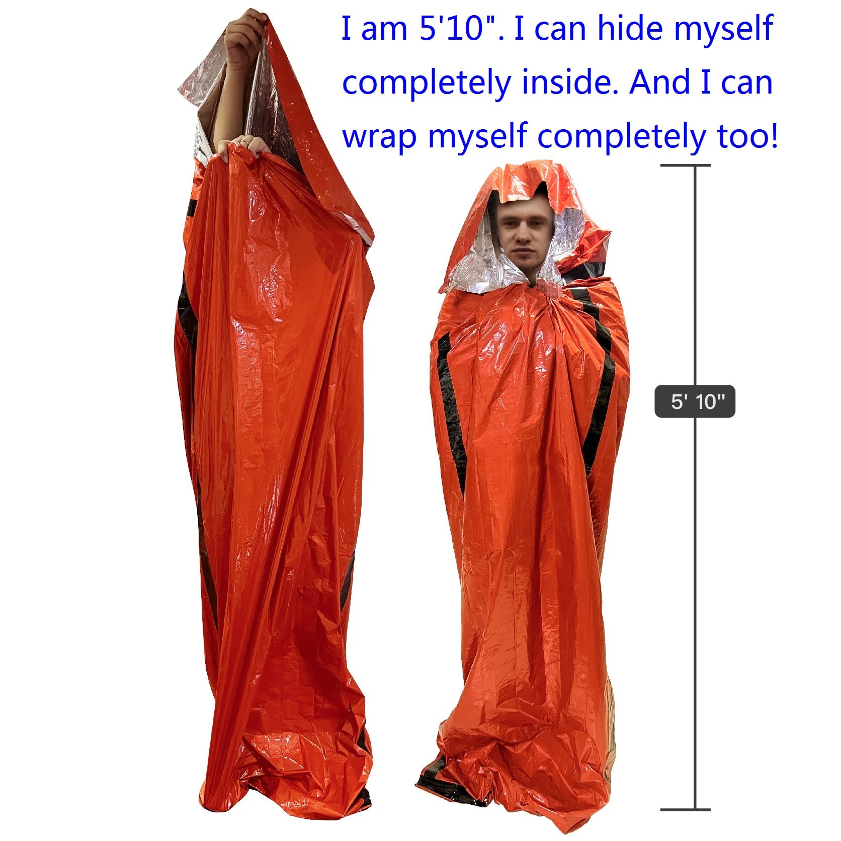 Leberna bivy sack showing 84 by 36 inch coverage