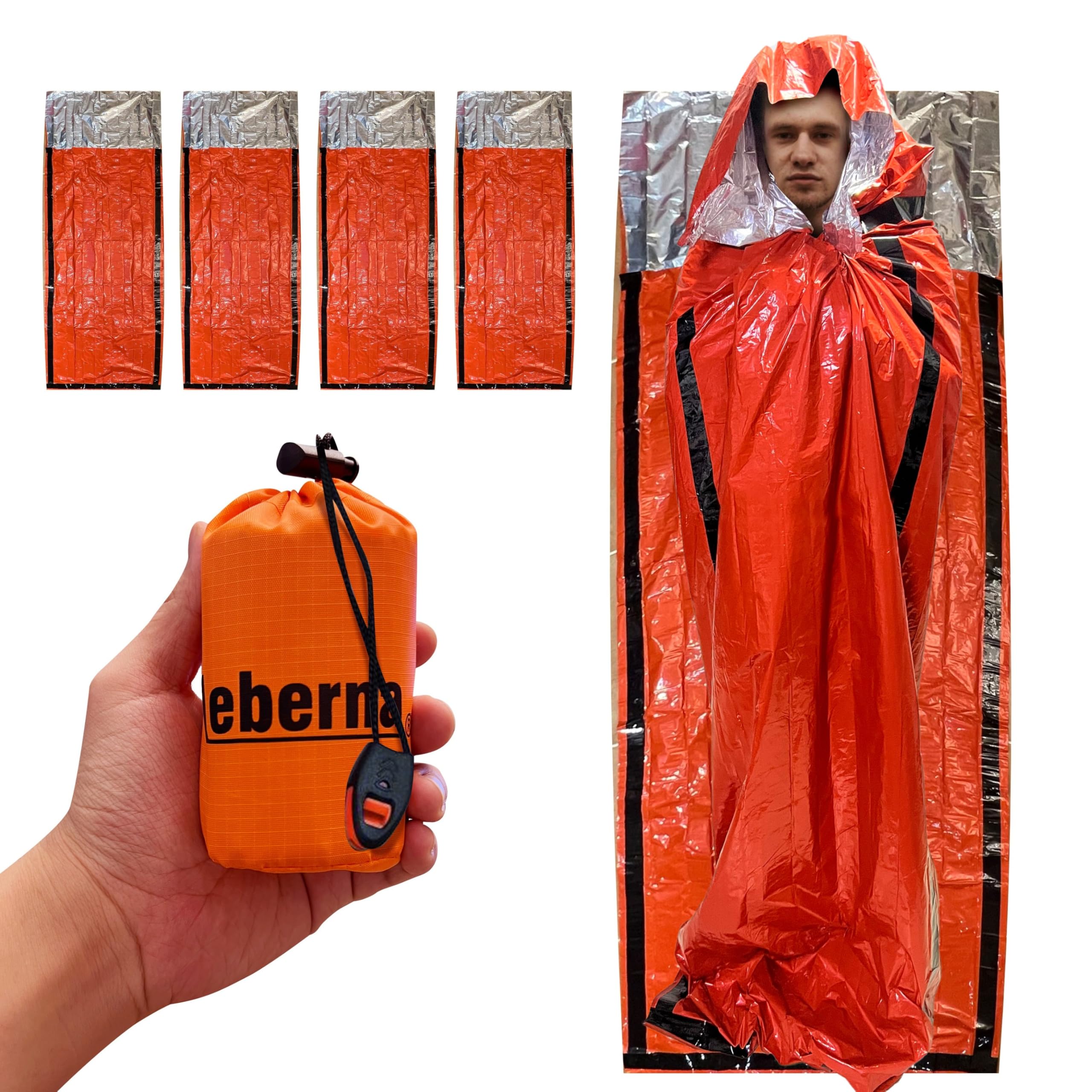 Leberna emergency bivy sack with reflective foil for warmth