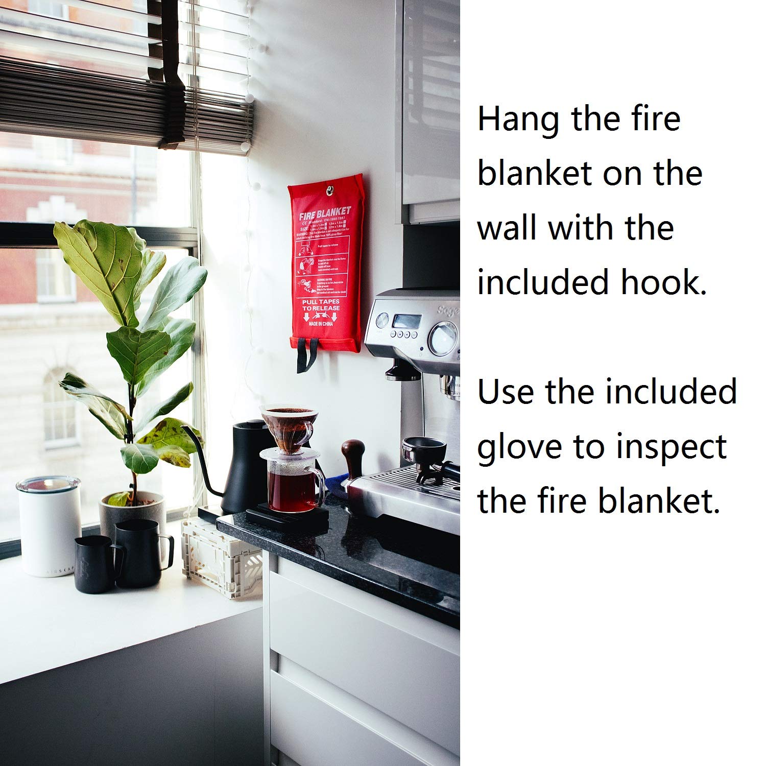 Leberna fire blanket 59x59 home office restaurant ready for fast fire response.