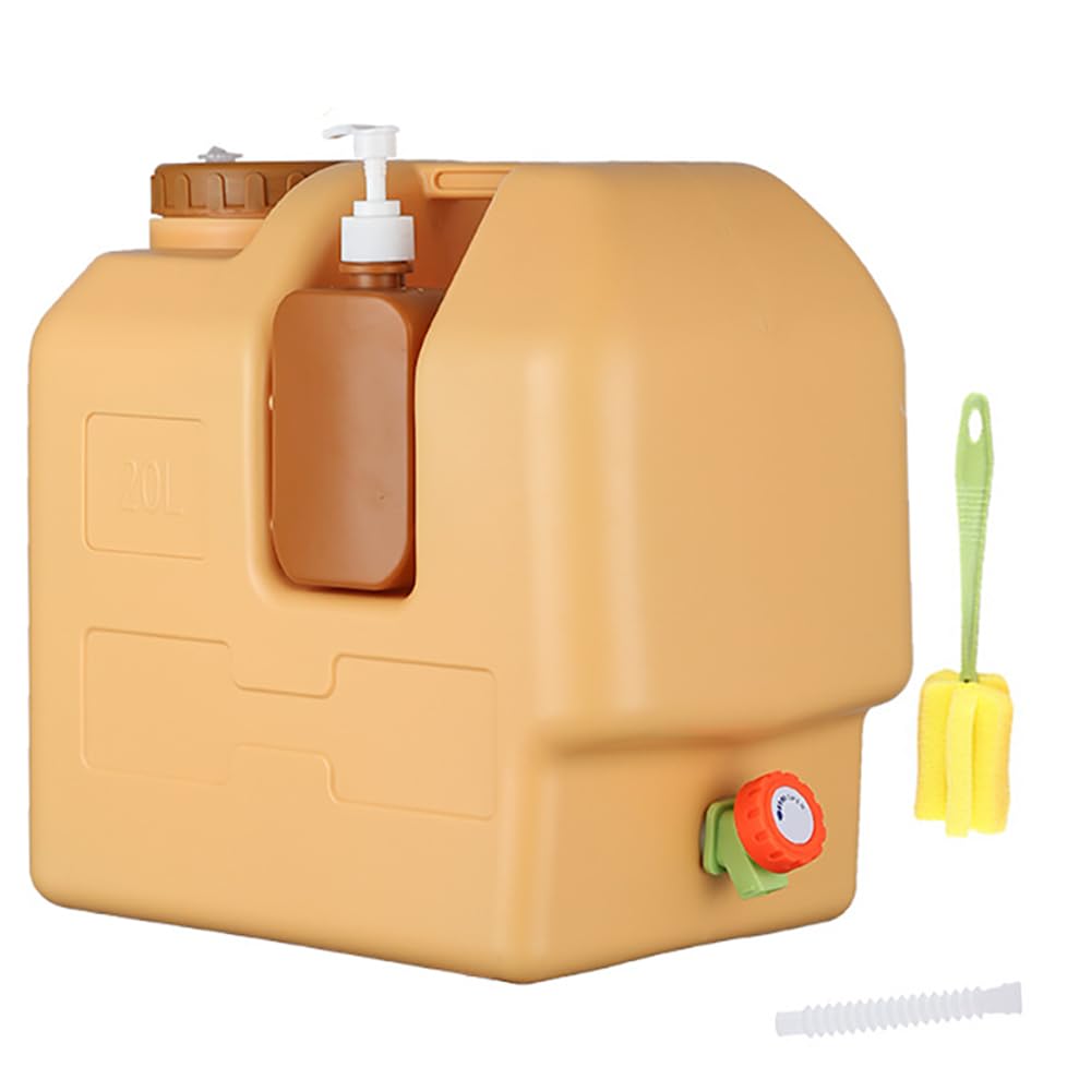 Lebreary 5 gallon water jug with dispenser tap for easy outdoor hydration.