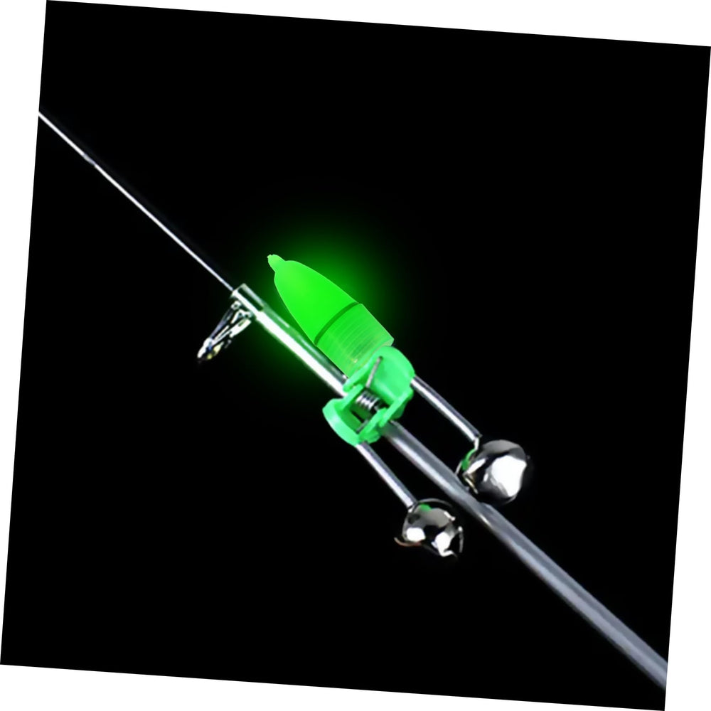 LED Fishing Rod Bite Alarm clip attaches securely to rod.