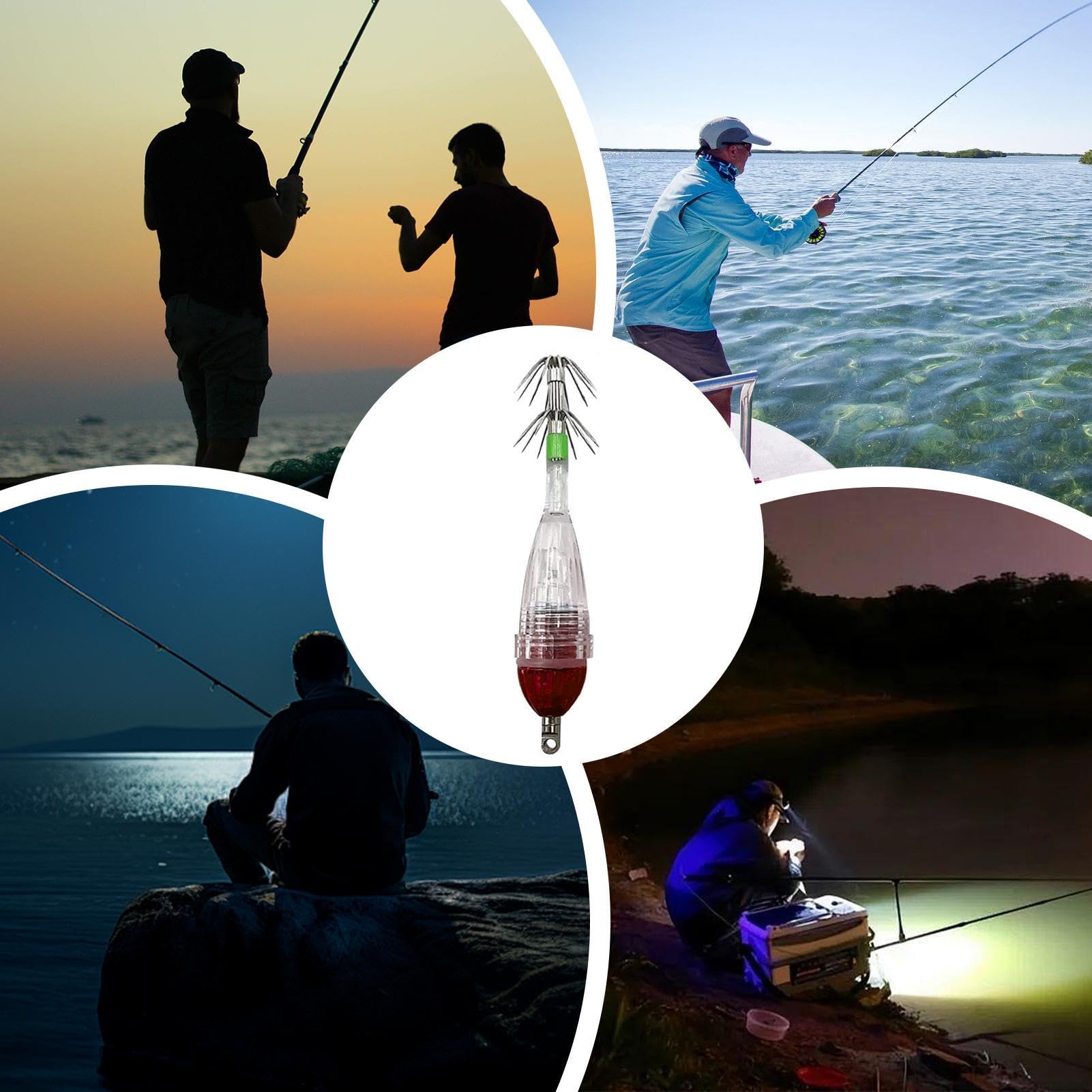 LED Luminouse squid jig hook 8cm attracts fish quickly with bright underwater illumination