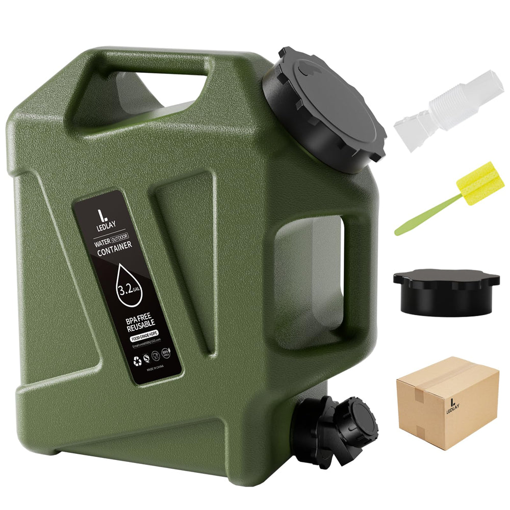 LEDLAY 3.2GAL camping water jug with open cap for quick outdoor filling