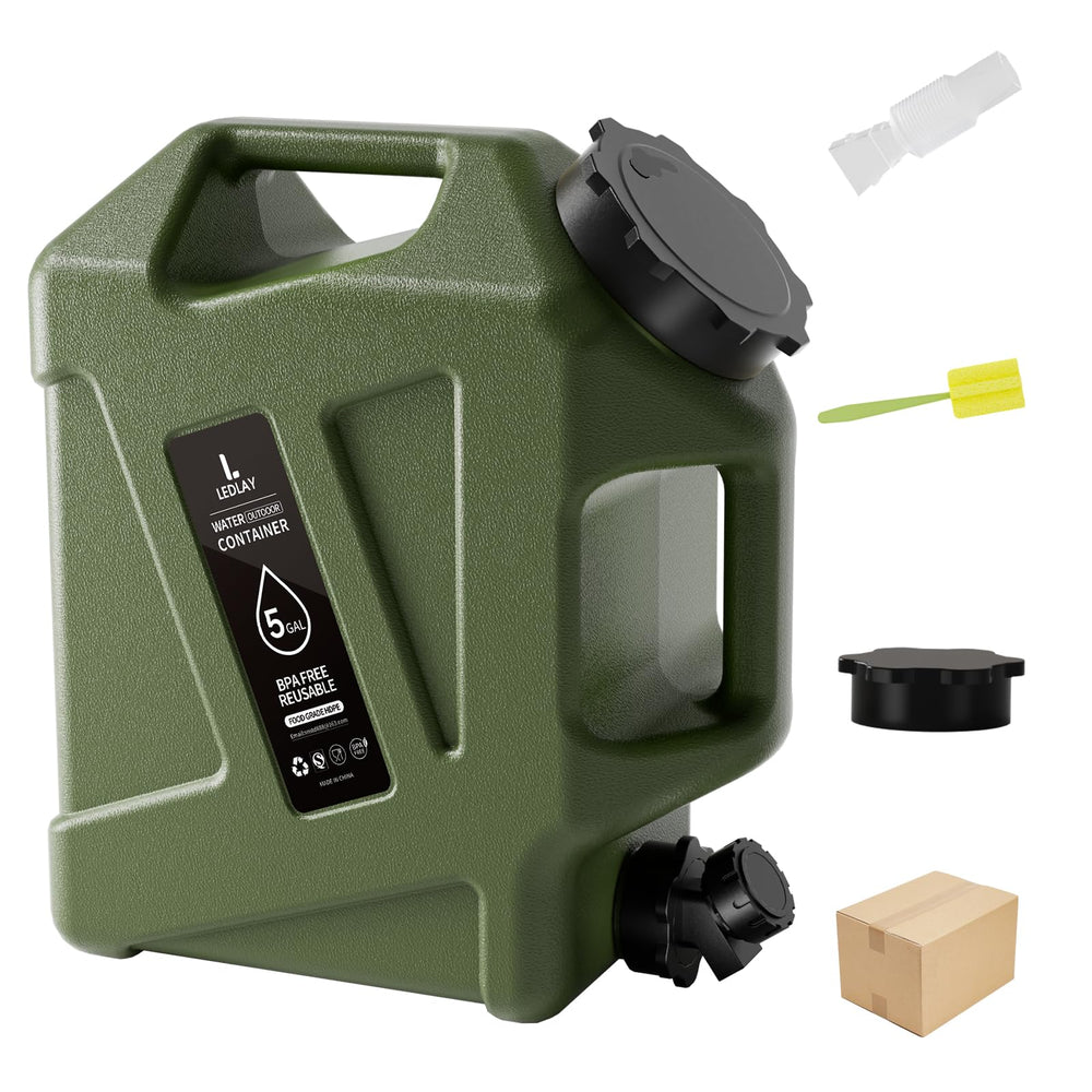 LEDLAY 5GAL camping water jug with open cap for easy filling and cleaning