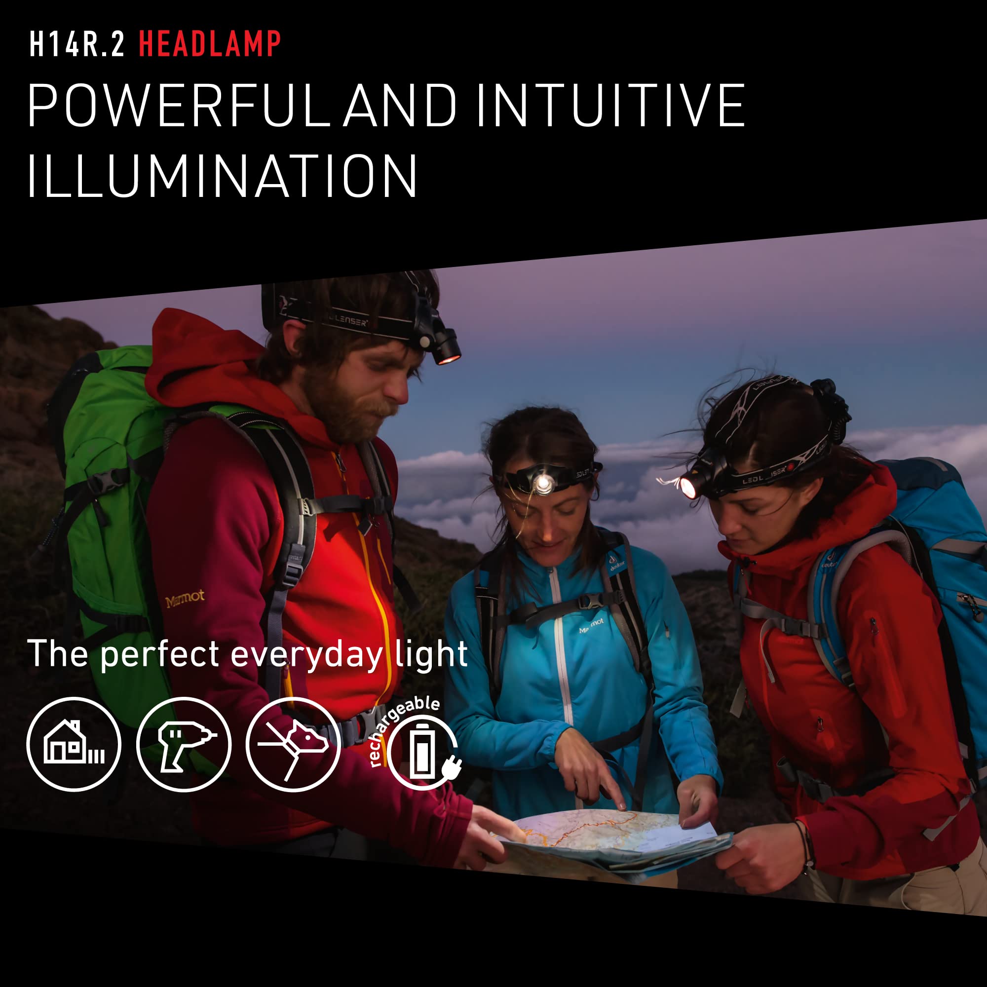 Ledlenser H14R.2 wide flood and focus for versatile tasks.