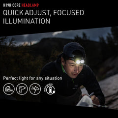 Ledlenser H19R Core headlamp boost mode for bright tasks.