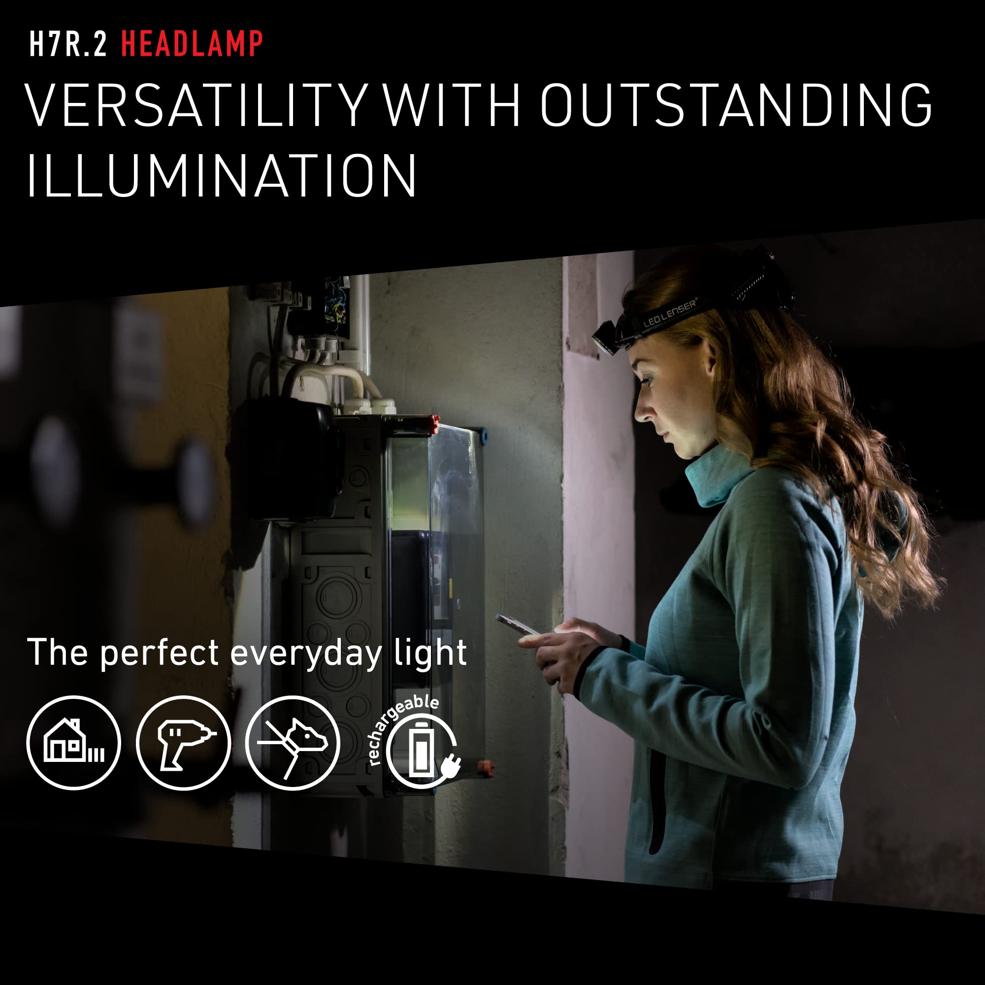Ledlenser H7R.2 advanced focus system delivering evenly lit work area.