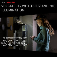 Ledlenser H7R.2 advanced focus system delivering evenly lit work area.