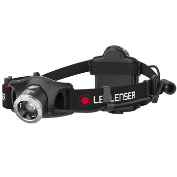 Ledlenser H7R.2 headlamp worn on the head for hands-free bright visibility.
