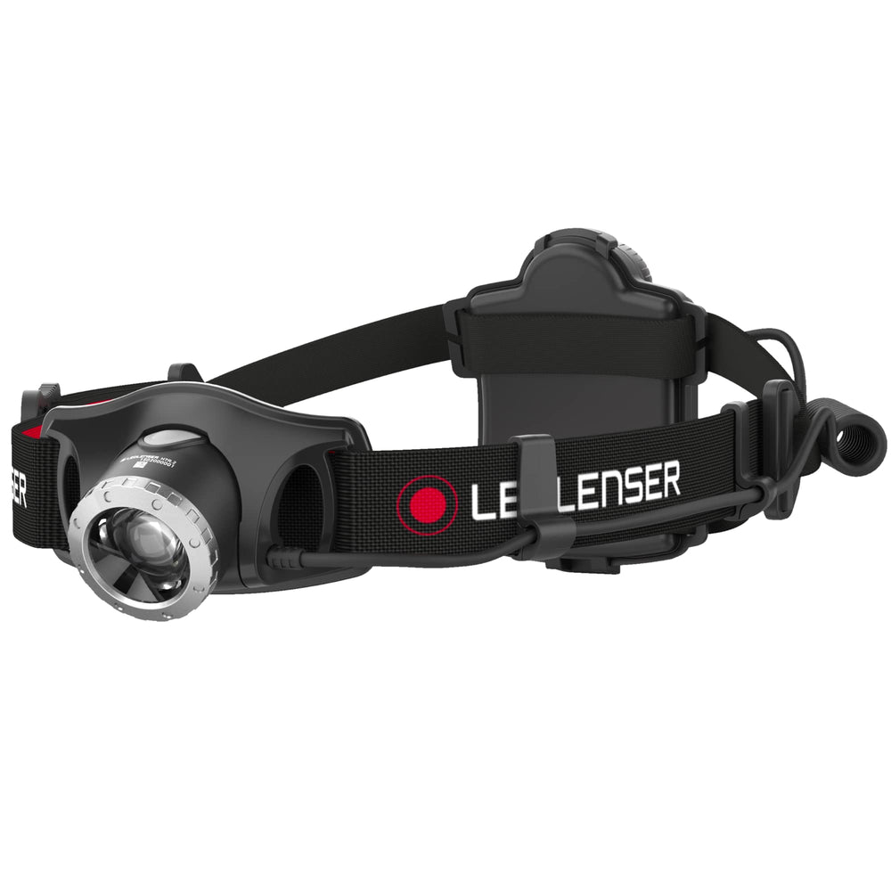 Ledlenser H7R.2 headlamp worn on the head for hands-free bright visibility.