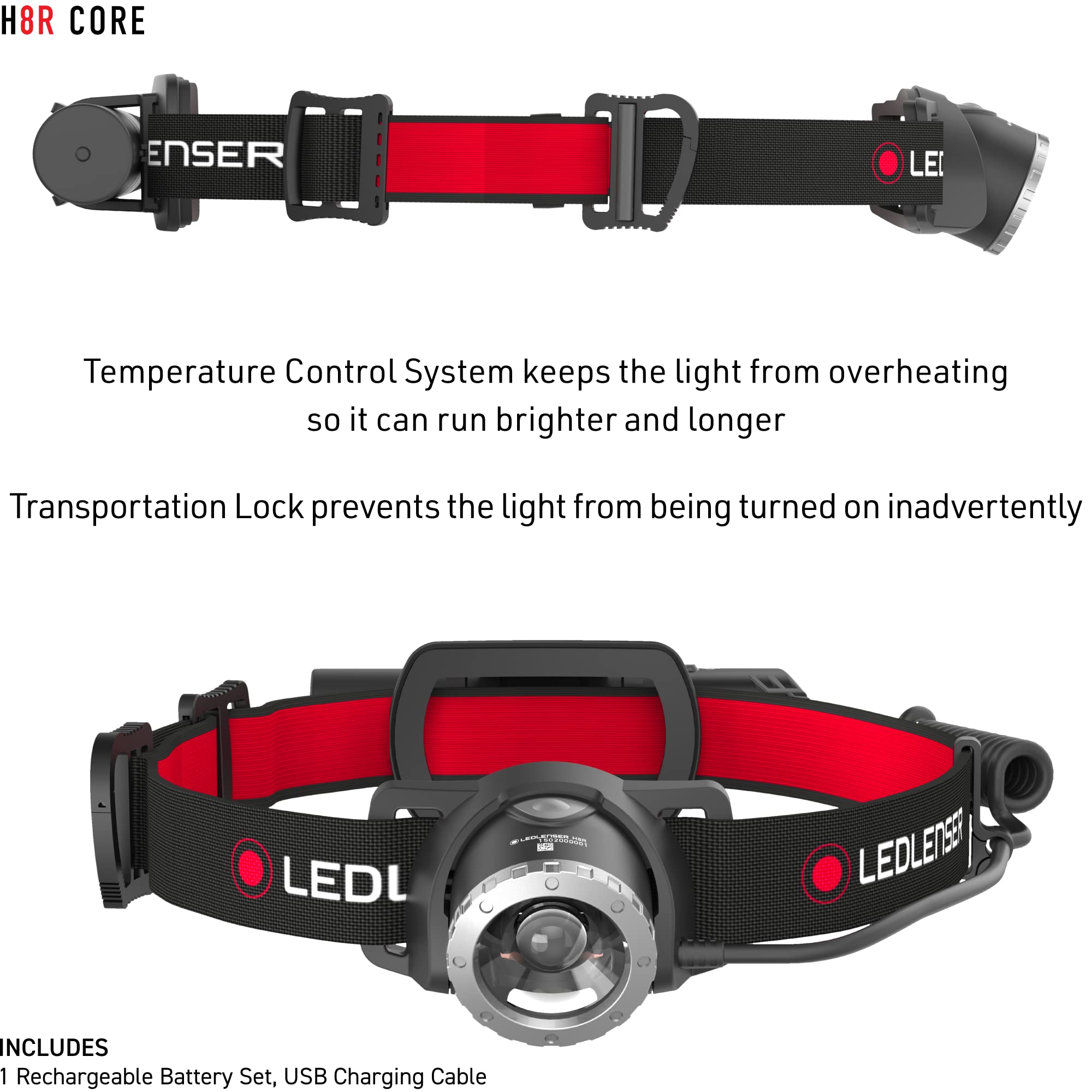 Ledlenser H8R rechargeable light with 3000 mAh battery for long sessions