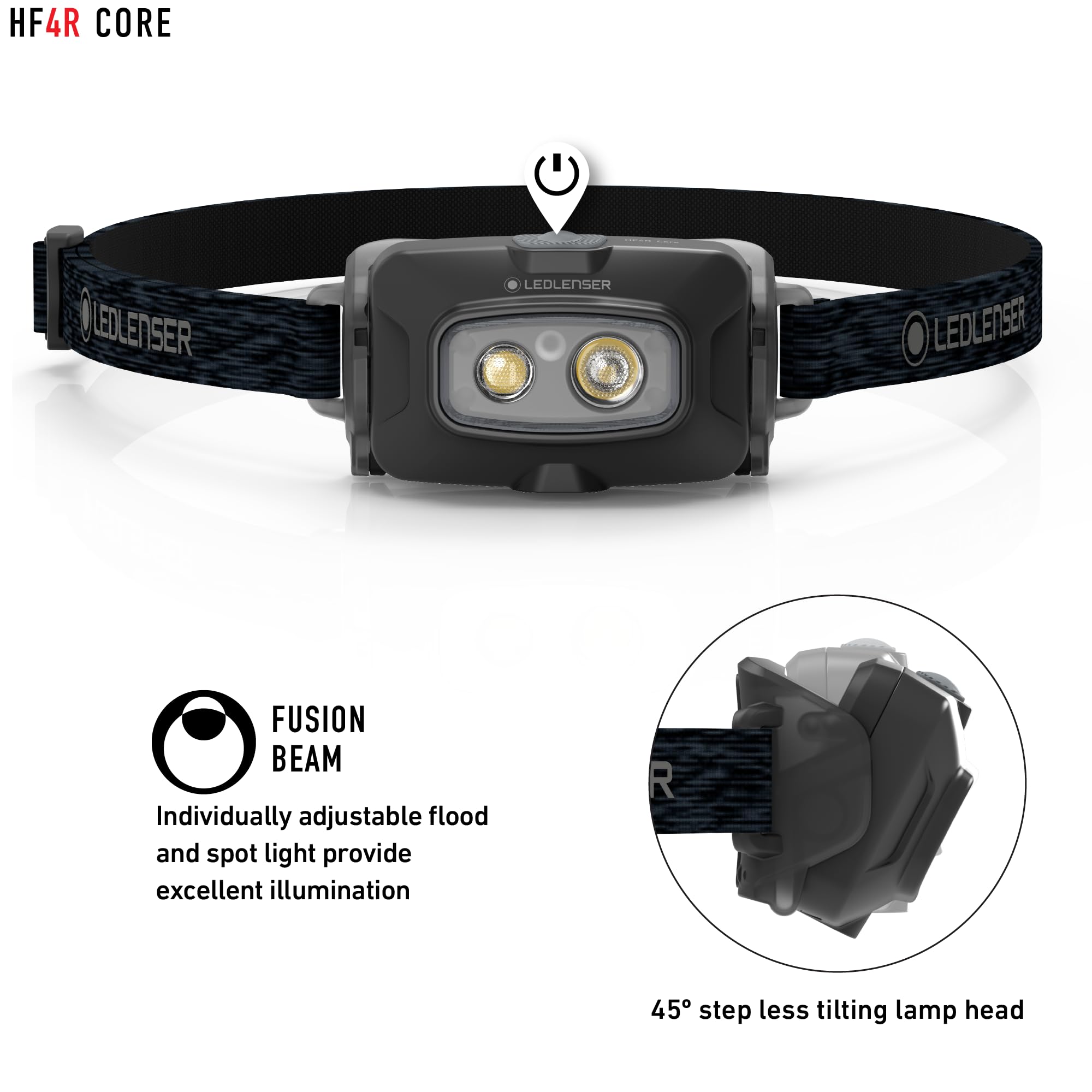 Ledlenser HF4R Core headlamp dual-beam system for balanced close and far visibility
