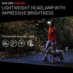 Ledlenser HF4R Core headlamp side view highlighting ergonomic fit during activity