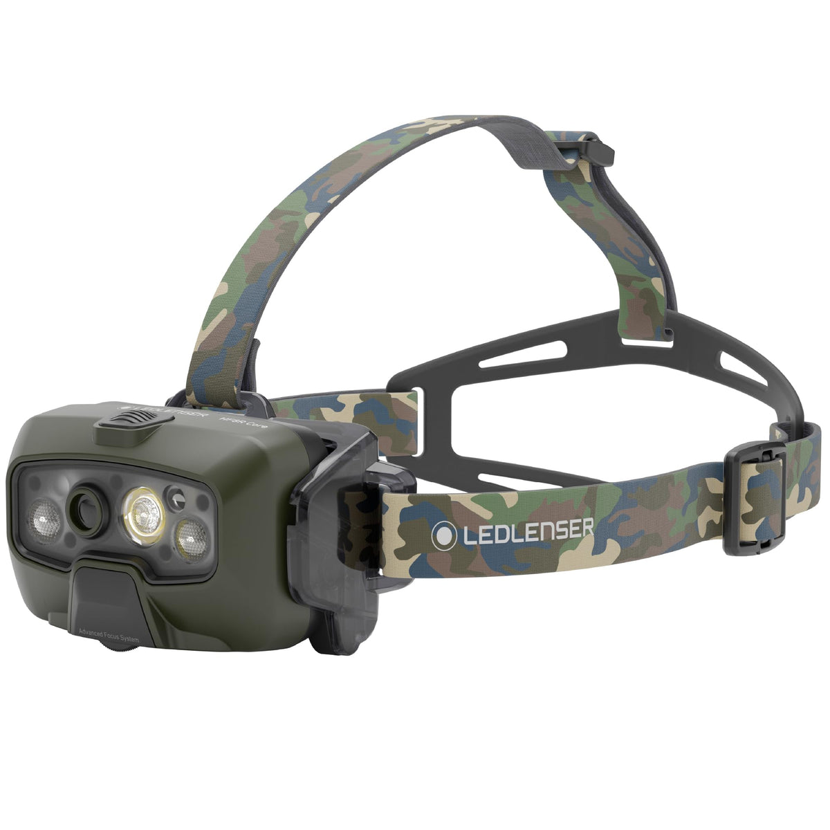 Ledlenser HF8R Core RGB headlamp in camo for stealth lighting during night hikes