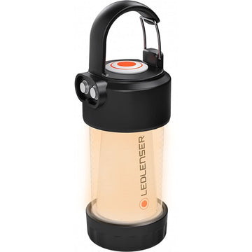 Ledlenser ML4 front view lantern highlighting compact camping design and warm light