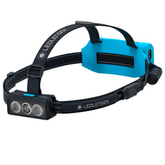 Ledlenser NEO9R headlamp front view for trail running visibility.