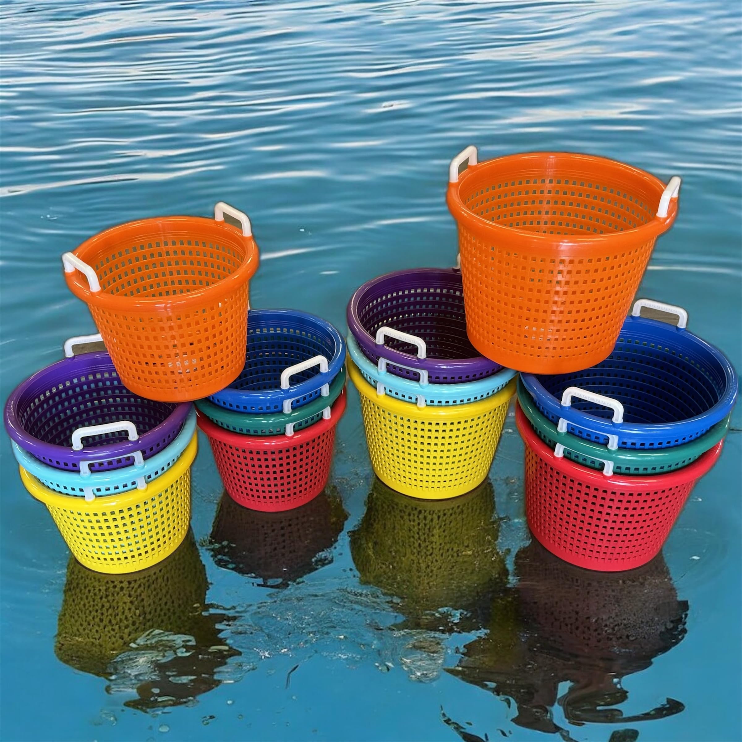 LEE FISHER SPORTS Heavy Basket Yellow in-use demonstrates visibility and quick handling on deck