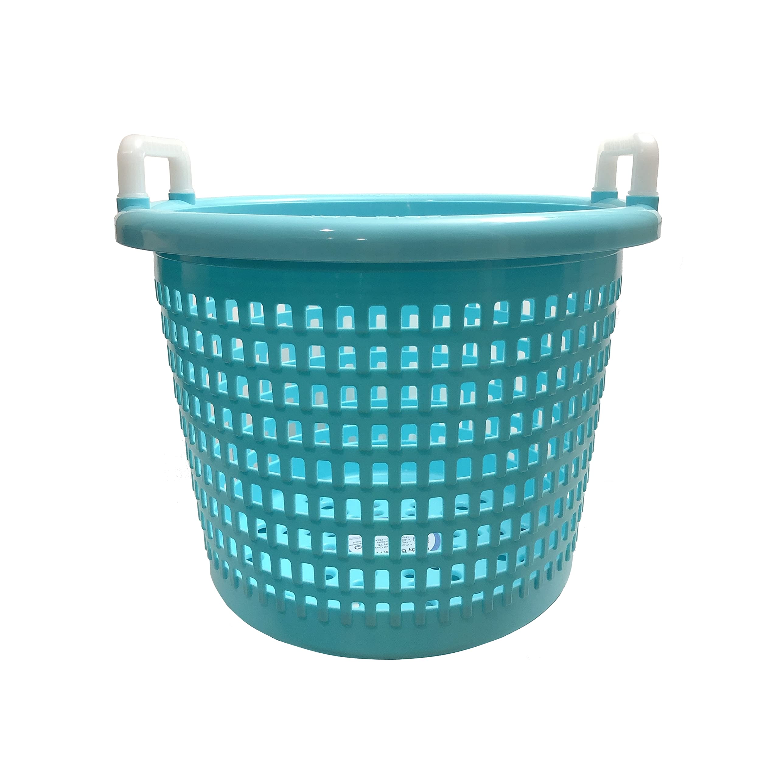 LEE FISHER SPORTS heavy-duty fish basket in aqua blue with handle for durable outdoor use.