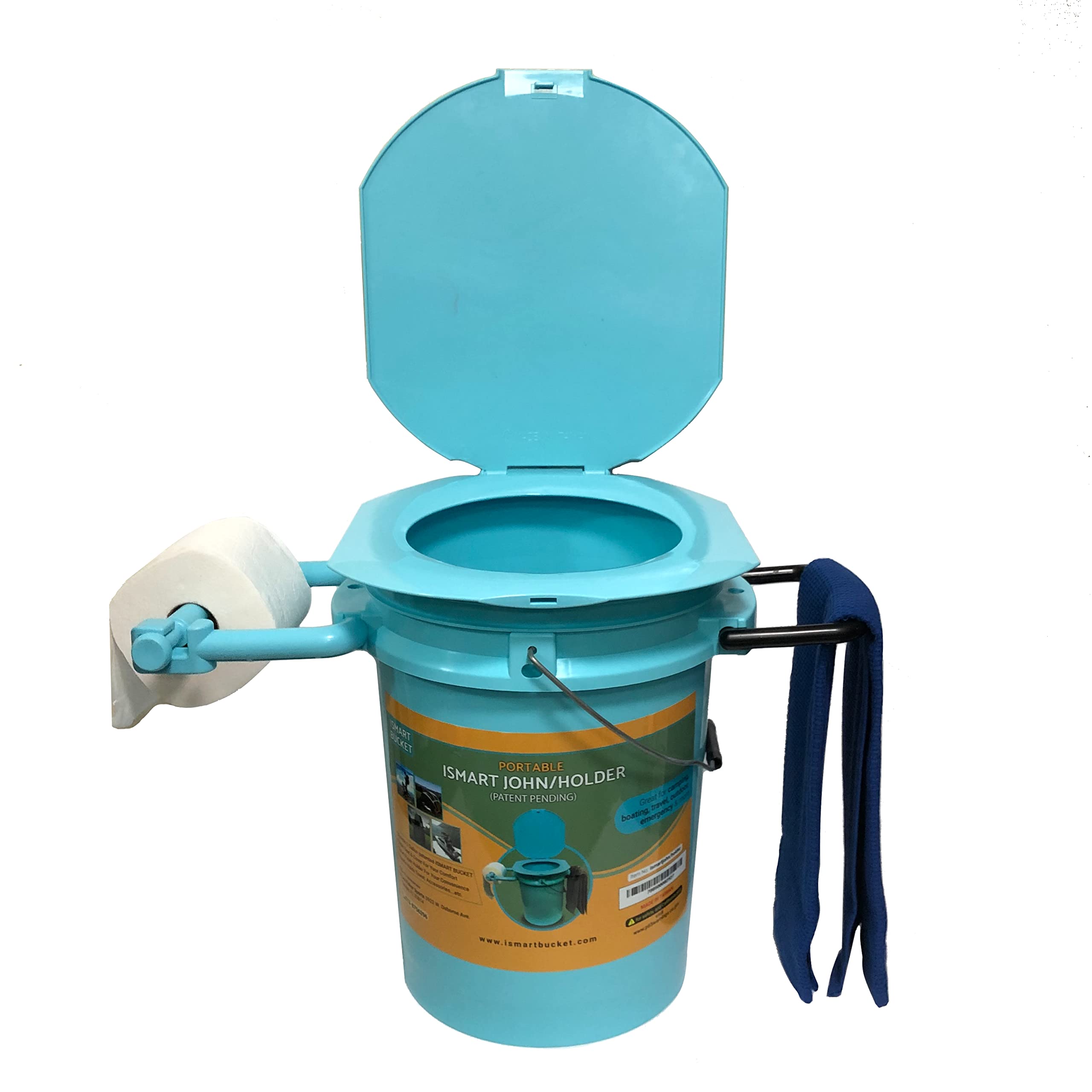LEE FISHER SPORTS ISMART John portable camping toilet with a comfy seat for outdoor use.