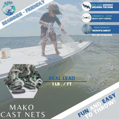 Lee Fisher Sports Mako cast net catching mullet near shore.