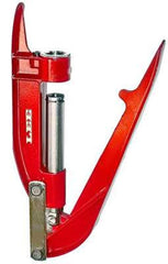 Lee Precision 90685 cast iron reloading hand press in red, portable single-stage tool for quick die changes.