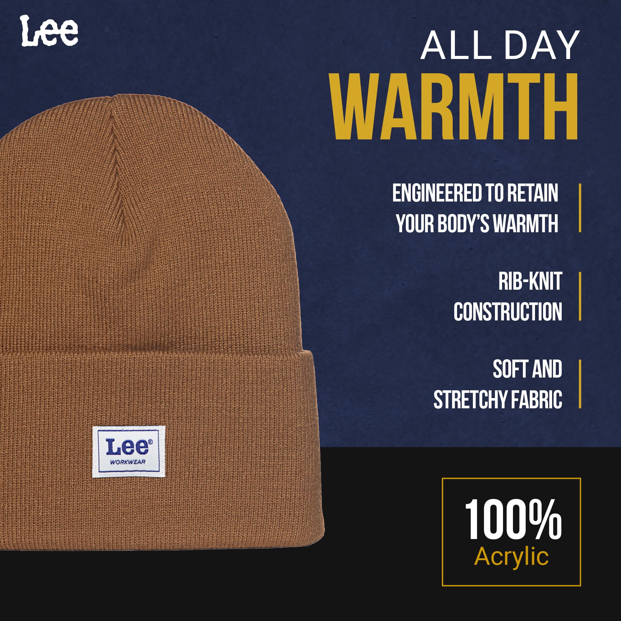 Lee Workwear beanie Jet Black/Jet Black classic cold weather wear