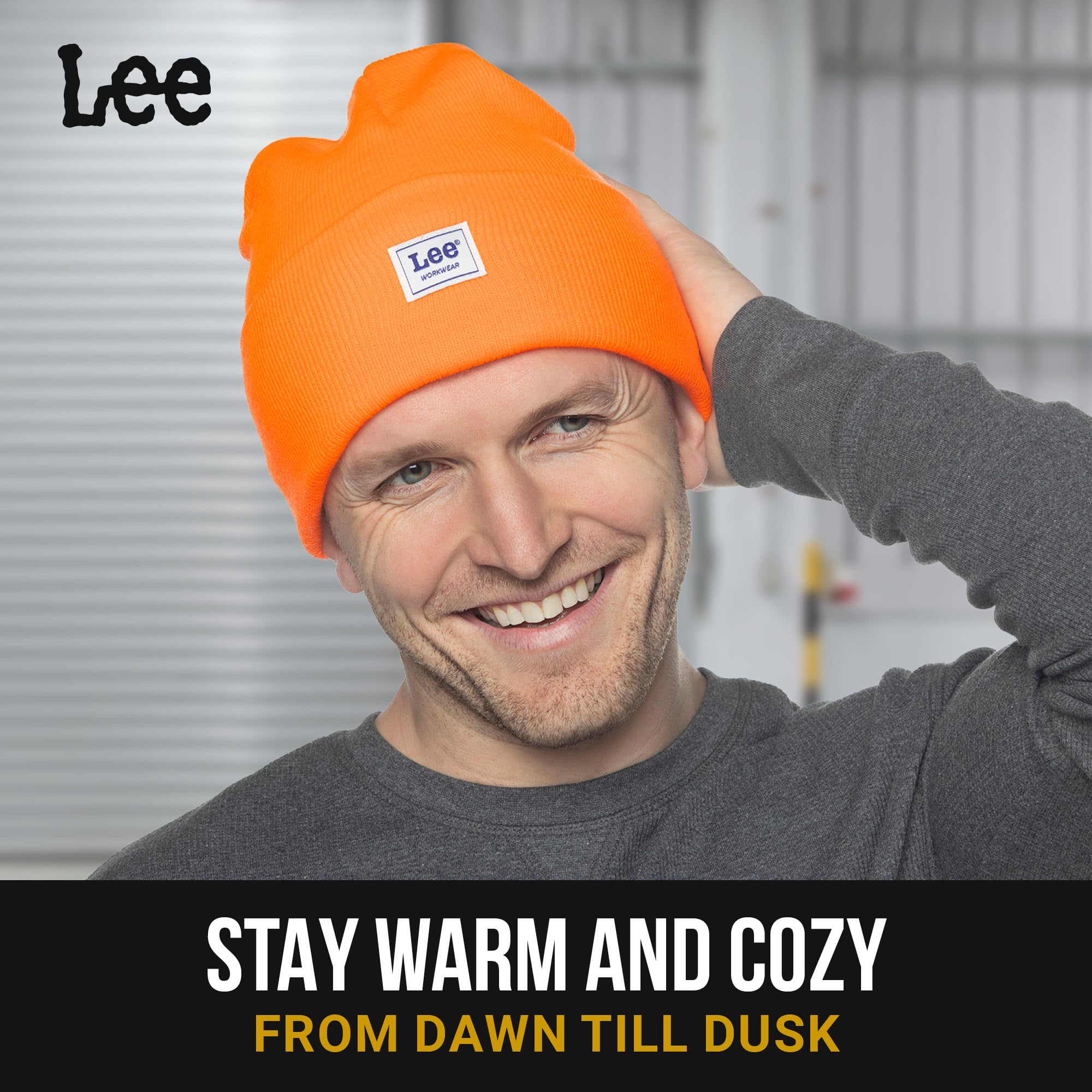 Lee Workwear men's beanie Jet Black with Jet Black combo delivers consistent warmth.