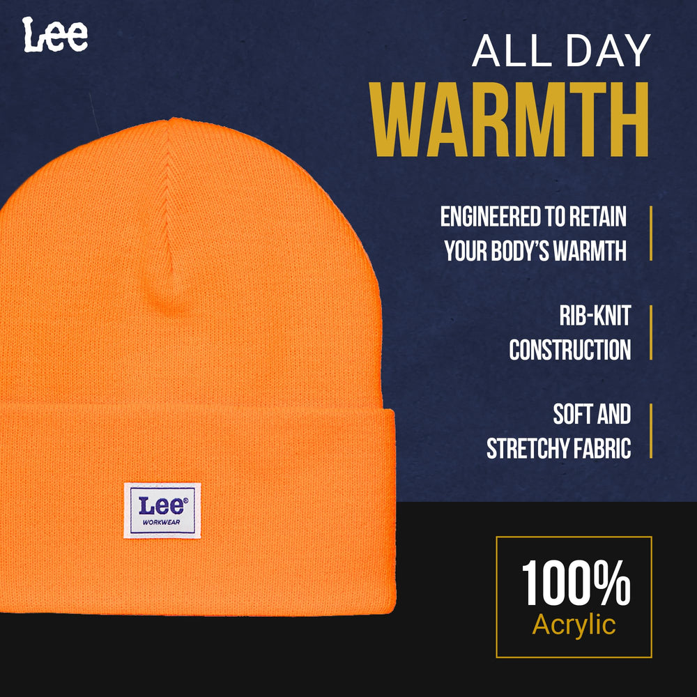 Lee Workwear men's beanie Jet Black with Tobacco Brown combo adds rugged style.