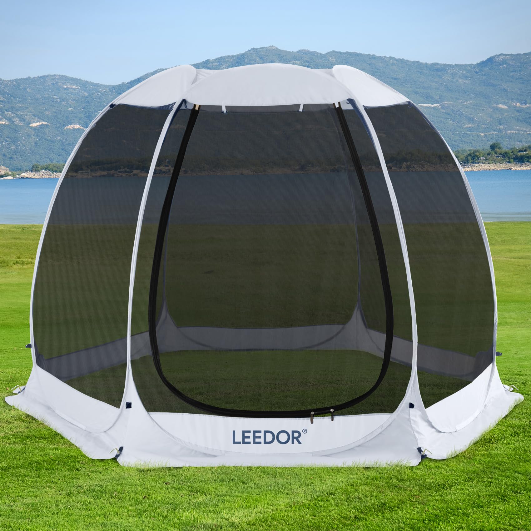 LEEDOR Pop Up Screen House assembly demonstrates fast, tool-free setup for outdoor gatherings.