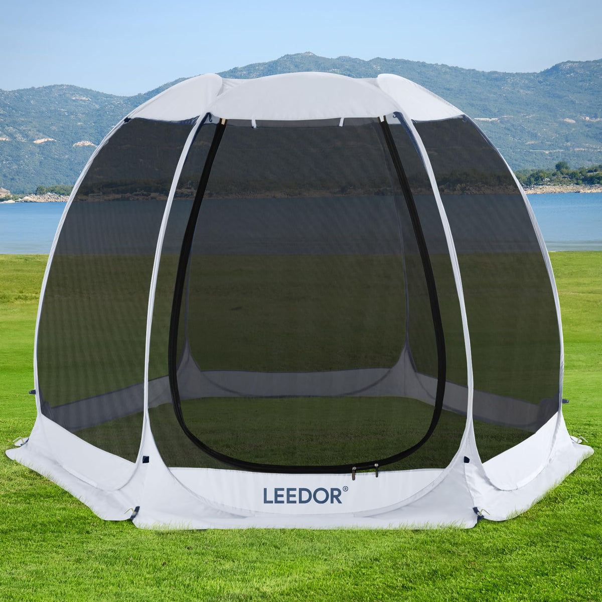 LEEDOR Pop Up Screen House assembly demonstrates fast, tool-free setup for outdoor gatherings.