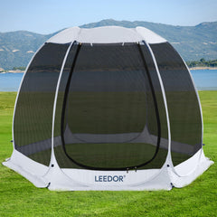 LEEDOR Pop Up Screen House assembly demonstrates fast, tool-free setup for outdoor gatherings.