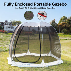 LEEDOR zippered entrance door provides easy access while keeping bugs out.