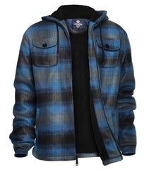 LeeHanTon flannel jacket front view in deep blue, versatile warmth for daily wear.