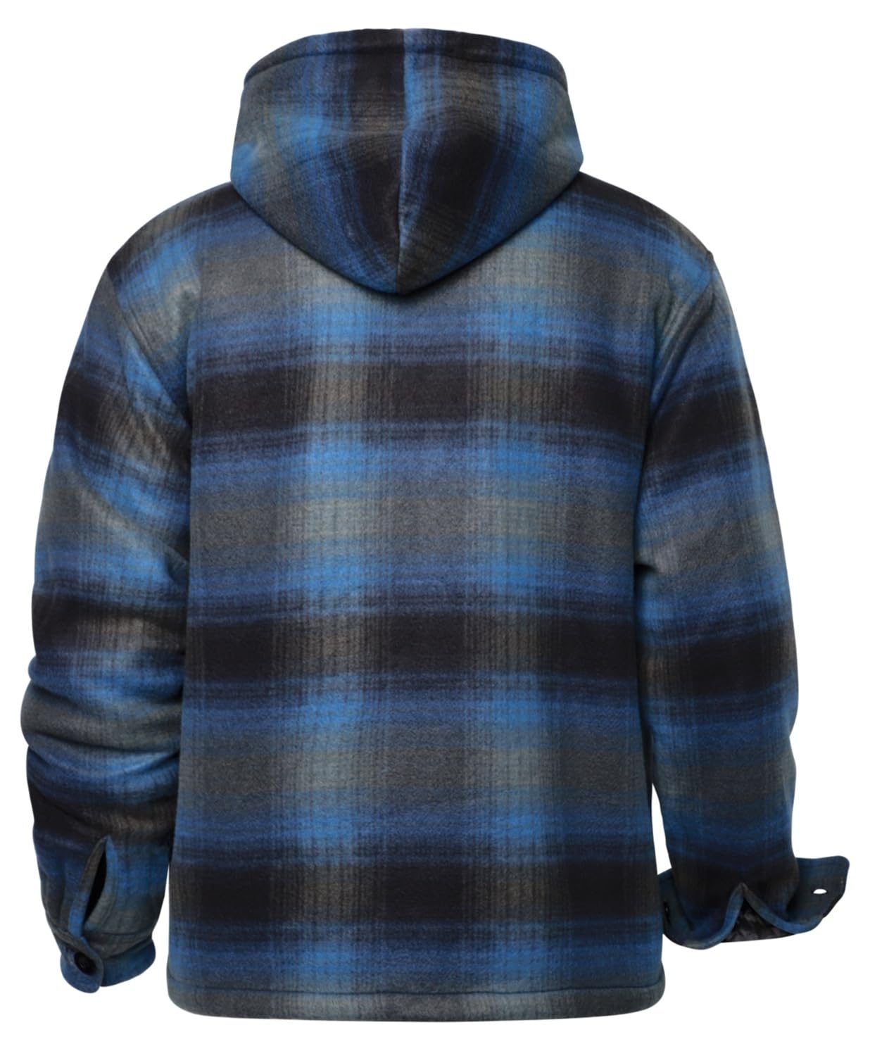 LeeHanTon flannel jacket hood detail showcases Sherpa lining for extra warmth.