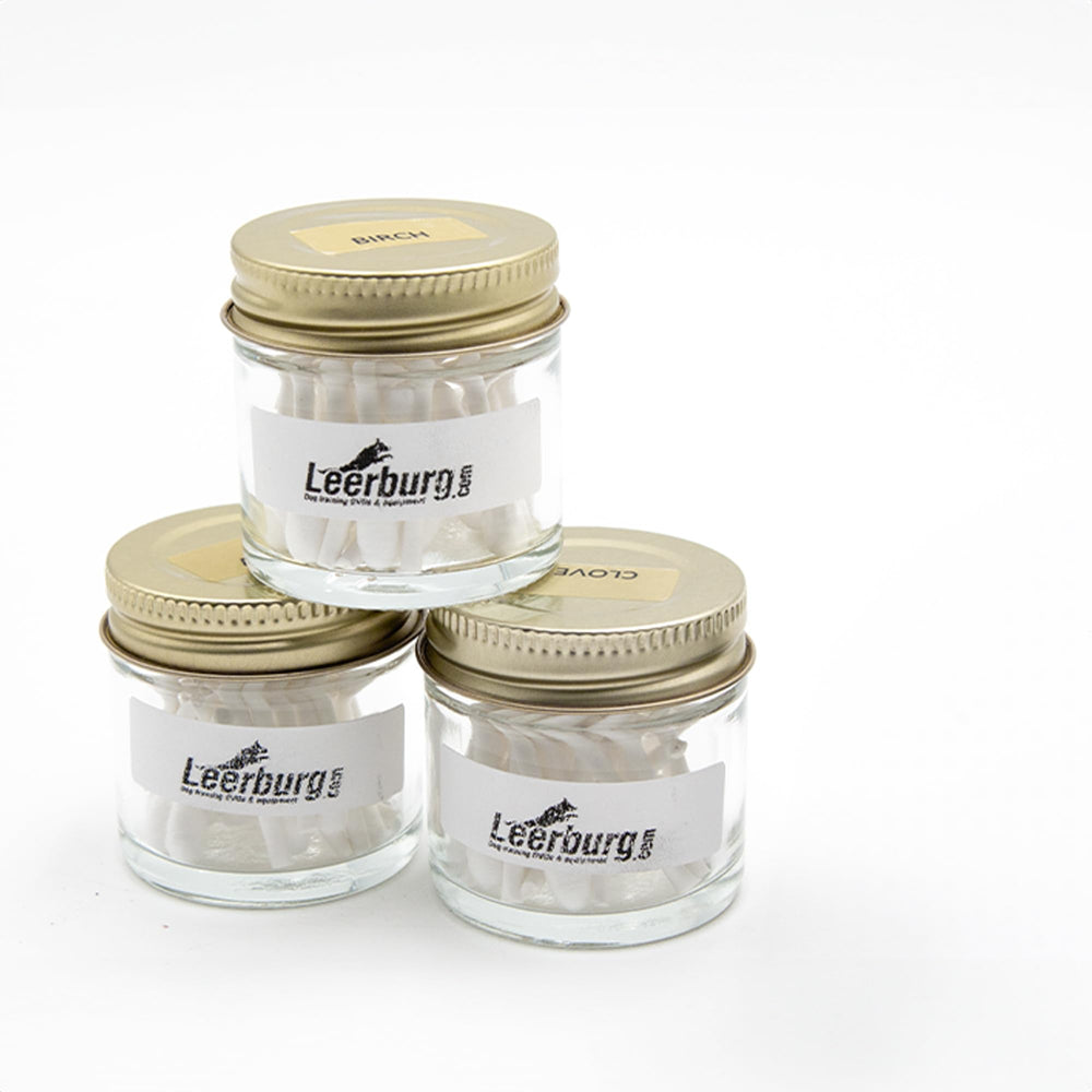 Leerburg NACSW Clove odor jar enables precise scent setup.