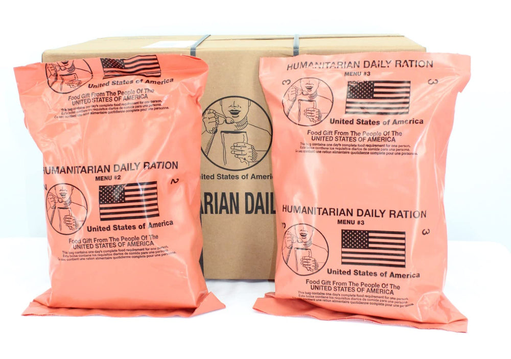 Leevax MRE entrees and sides showcase compact packaging for quick meals outdoors.