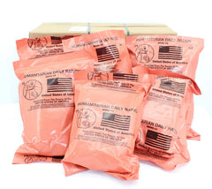 Leevax MRE packaging showing the six-meal kit for bulk storage versatility.