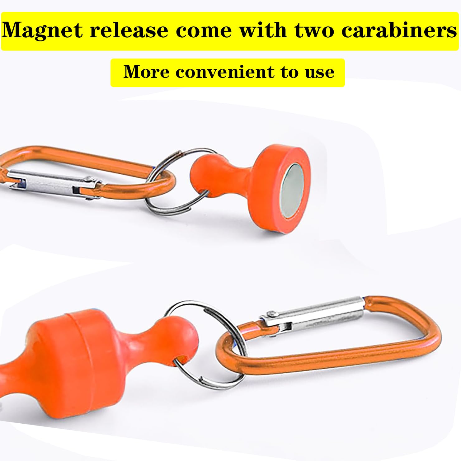 Magnet release with carabiners for belt attachment