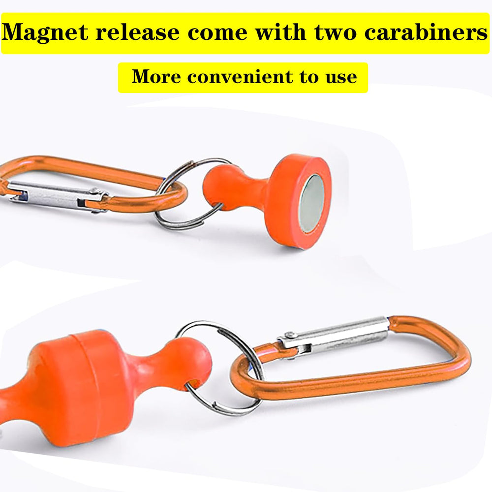 Magnet release with carabiners for belt attachment