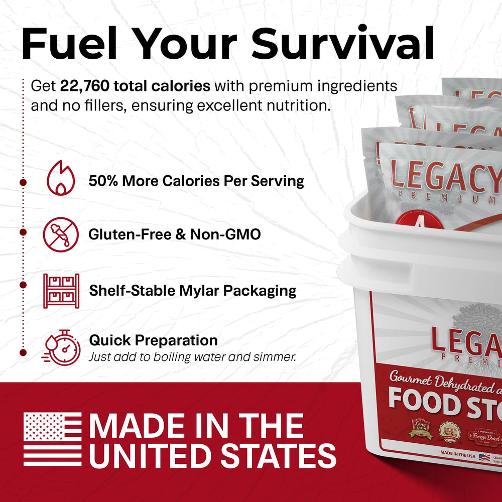 Legacy Premium four-serving Mylar pouches in packaging