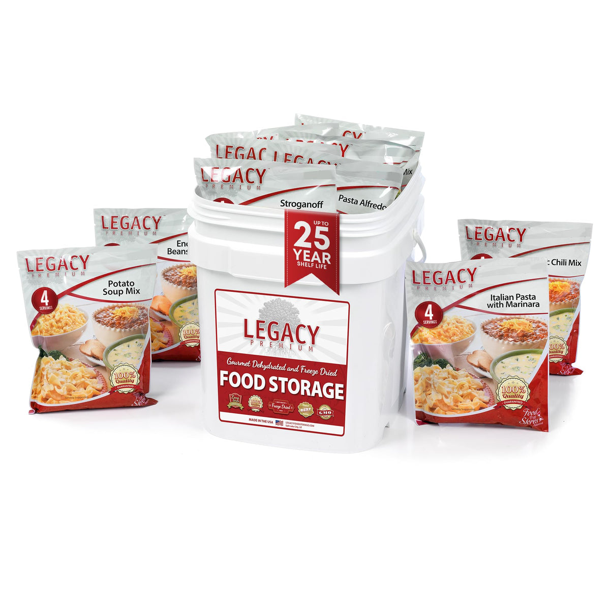Legacy Premium emergency food bucket front view for long-term prep.