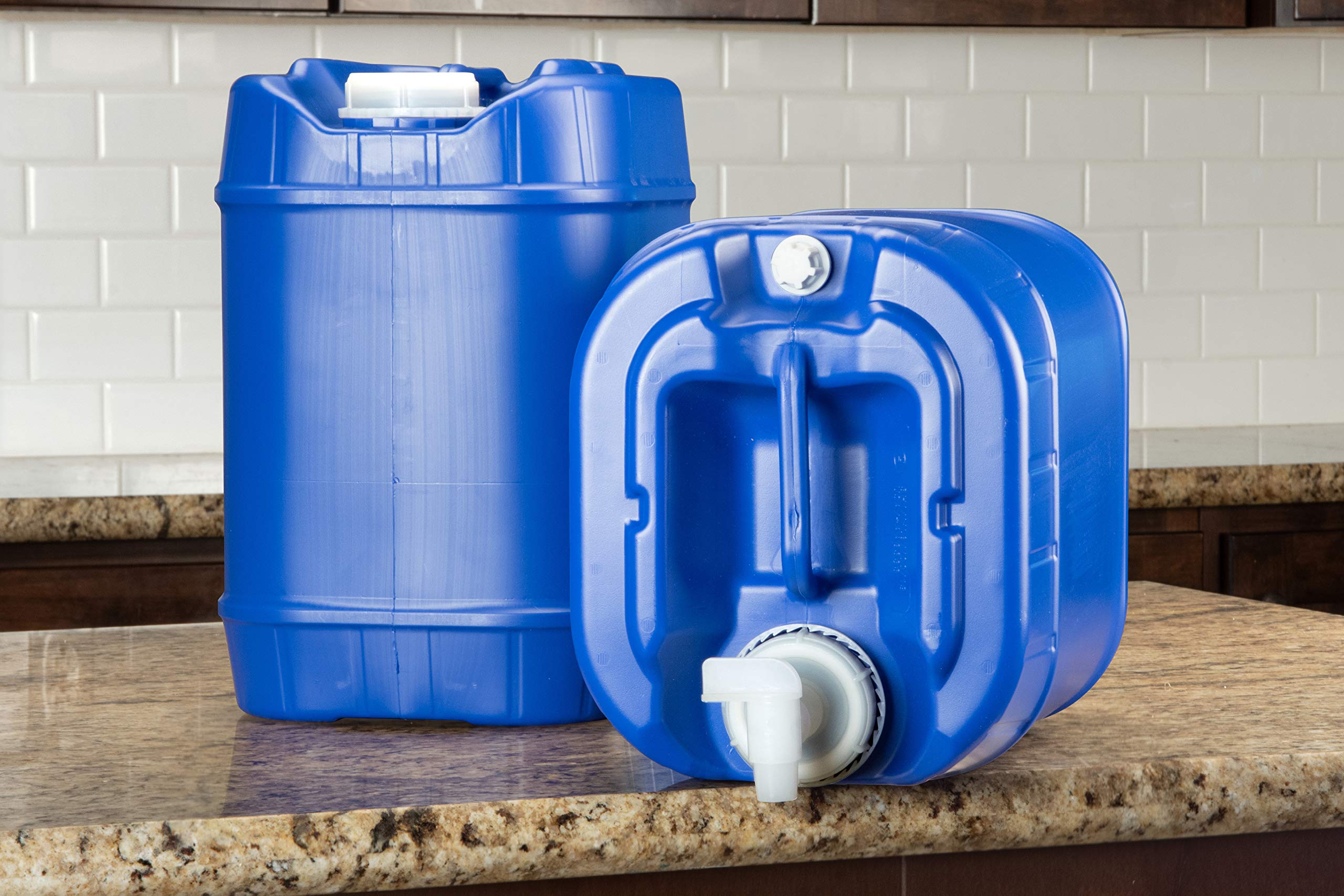 Legacy Premium emergency water tanks in use showing stackable design.
