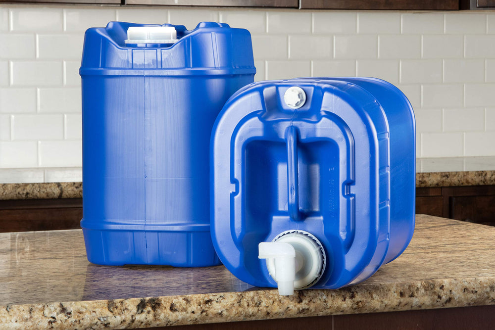 Legacy Premium emergency water tanks in use showing stackable design.