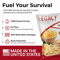 Legacy Premium nutrition facts label highlights calories and fiber for smart meal planning.