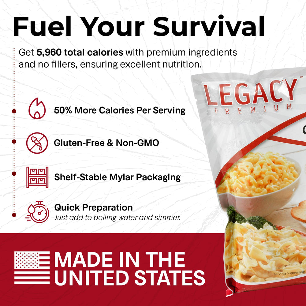 Legacy Premium USA-made meals designed for simple, add-water preparation