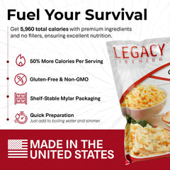 Legacy Premium USA-made meals designed for simple, add-water preparation
